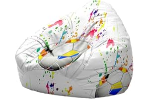 Highdi Calcio Pouf Poltrona a Sacco per Bambini Adulti Ragazzi, Bean Bag Fodera per Sacco di Fagioli per Decorazione della Soggiorno Giardino Salotto, Senza Ripieno (100x120cm,Acquerello)