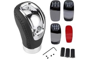 Yctze Gałka zmiany biegów do samochodu, uniwersalna skórzana gałka ręczna, uniwersalna dźwignia zmiany biegów (czarna)