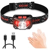 Stirnlampe LED, Stirnlampen Aufladbar USB Kopflampe 5 Modus, Led-stirnlampe Laufen Wasserresistent 150LM 1200mAH für…
