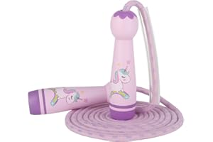 Opopark Springseil Verstellbare kinder springseil,Länge Einstellbar Springseil Kinder mit Cartoon Holzgriff,Einhorn Speed Rope Geschenke Kinder Einstellbar Seilspringen 4 5 6 7 jahre