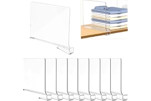 URHELP 8 Stück Transparente Acryl-regaltrenner, Multifunktionaler Shelf Divider, 30x20cm Regalteiler, Kleiderschrank Trenner für Schlafzimmer Küche Schränke und Organisation