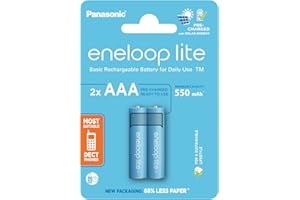Panasonic eneloop lite | Ready-to-Use Ni-MH akumulatory, AAA/Micro, 2 sztuki w zestawie, min. 550 mAh, 3000 cykli ładowania, niski stopień samorozładowania w opakowaniu w bez tworzyw sztucznych