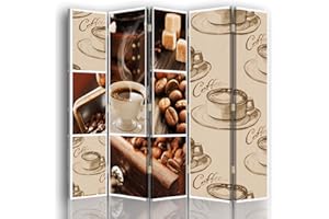 FEEBY Biombo con Corcho Café 5 Paneles Bilateral Marrón 180x175 cm