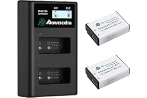 Powerextra Batería de Repuesto LP-E17 1350mAh con Cargador Pantalla LCD para LP E17 EOS Rebel T6i Rebel T6 Rebel T7i 750D 760D 8000D Kiss X8i 800D 77D 200D EOS SL2 EOS M3 EOS M6 EOS M5