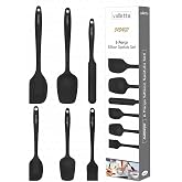 Valletta Drongo Heat Resistant Fireproof Nonstick Silicone Spatula Set 6 Pieces Black