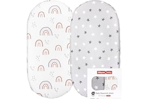 GLLQUEN BABY Bettlaken Spannbettlaken für Babybett 2 Pack ,Matratzenschoner für Laufgitter, Oeko-tex100 Moseskorb Stubenwagen Baby Spannbetttuch Bezug, Kinderwagen Matratzenbezug für Neugeborenes