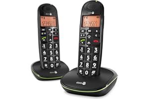 Doro PhoneEasy 100w Téléphone sans Fil DECT pour Seniors avec Grandes Touches et Son Amplifié (Noir X 2) [Version Française]