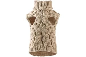 YAOTT Suéter para Perros Abrigo Cálido Inveirno de Punto para Mascota Cachorro Gatos Ropa Chaleco para Perros Disfraz Jersey Gato Beige XL