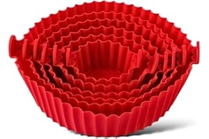 YEMMAR Accesorios freidora de aire Cecotec, Molde Silicona Freidora De Aire Sin Aceite Pack 6, Princess, Ninja, Reutilizables, Flexibles Y Antihadherentes, accesorios Airfyer Rojo