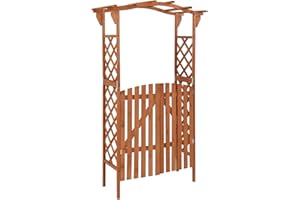 Gecheer Pérgola con Puerta Arco Enrejado Pérgola con Puerta Jardín Patio Entrada Arco de Jardin de Rosas y Enredaderas Enrejado Madera Maciza de Abeto 116x40x204 cm