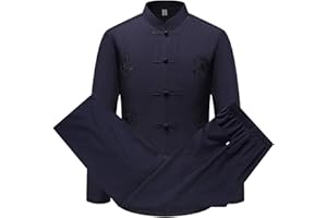 keephen Herren Tang Anzug Traditionell Chinesisch Kleidung Kampfkunst Kung Fu Kostüm Hanfu Lange Ärmel/Kurzarm Hemd Mantel Tops und Hose