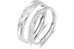 ANAZOZ Anelli Fidanzamento,Anelli Argento 925 Uomo,Rotondo Liscio Zirconi Bianco Fedine Fidanzamento Coppia Regolabili