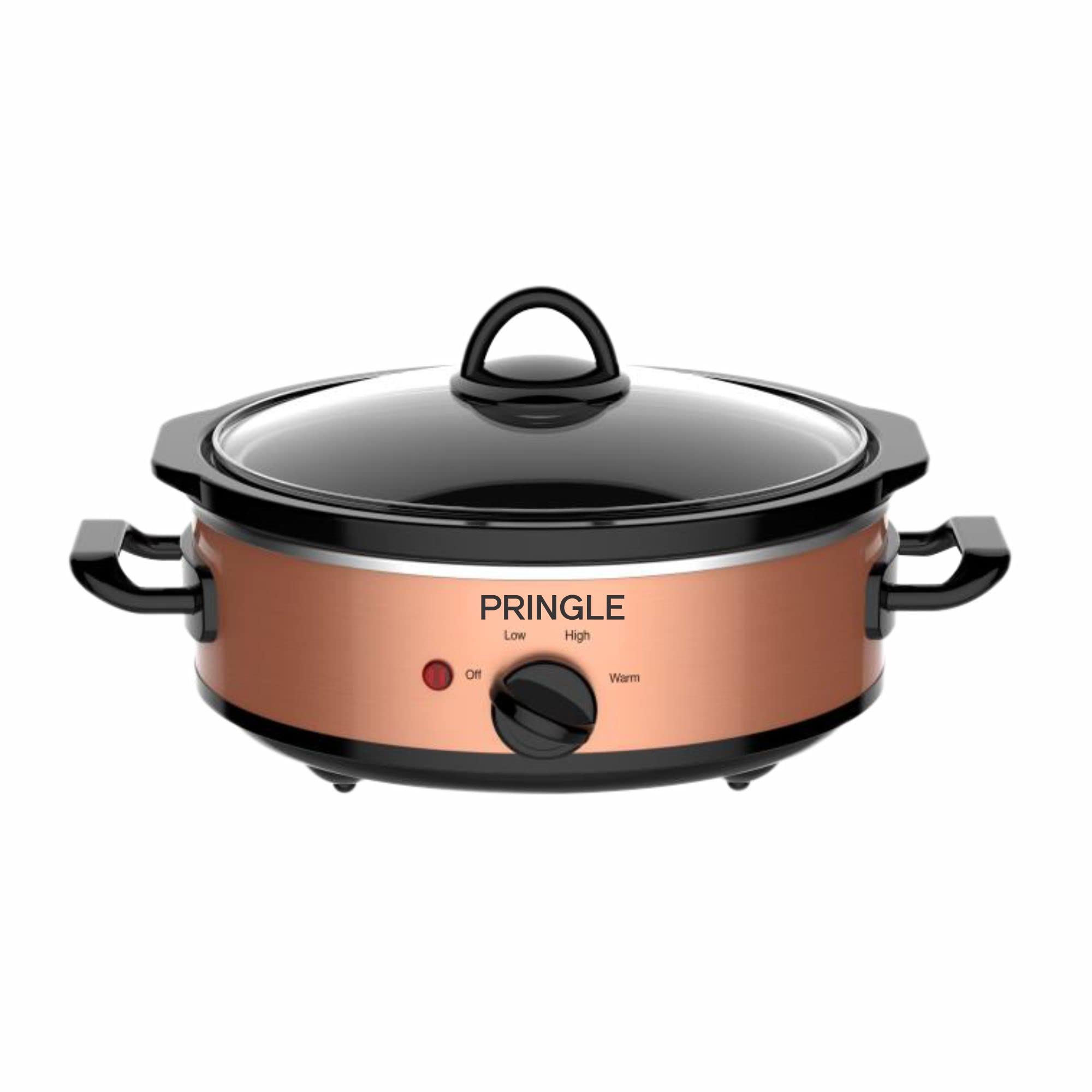 PRINGLE Slow Cooker 2.5 Liter Review - Ceramic Pot with Glass Lid Copper Model