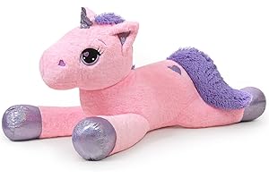 Yeqivo Unicornio Gigante Juguetes Peluche Grande Arcoíris Púrpura Unicornio Animales de Peluche (Rosa Puro,60CM)