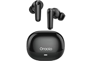 oraolo Auricolari wireless, cuffie Bluetooth 5.4 Hi-Fi stereo, auricolari wireless con chiamate chiare ENC, cuffie wireless IPX6 impermeabili, cuffie Bluetooth per sport, palestra, allenamento, nero