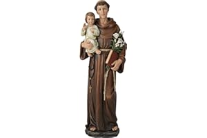 BC BUILDCLASSIC Statua cattolica di Sant'Antonio da Padova, figura benedetta, decorazione religiosa per la casa, altezza 37,5 cm, scultura rinascimentale fatta a mano da Buildclassic