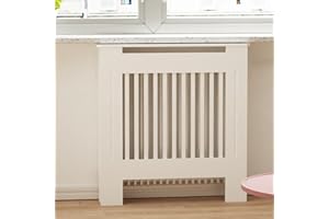 FATIVO High Radiator Cover Wood Cabinet: Internal Height 100cm Small White Heater Covers Vertical Slats Modern Tall Radiator Shelf Thicken MDF Wooden Kitchen Bedroom Cabinet for Living Room