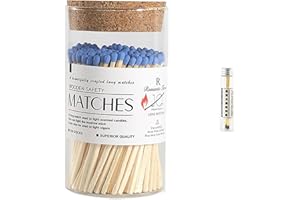 QINGSI 4" Long Stick Matches for Candles in Apothecary Glass Jar 150 Pcs Decorative Matchsticks with Strike Pad Hearth Matches in Apothecary Glass Bottle Blue Safety Matches for Fireplace Lighting Candles