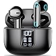 Wireless Earbuds Bluetooth 5.4 In Ear Buds 6 Mic ENC Noise Cancelling Clear Calls, Deep Bass HiFi Stereo Sound Earphones 35H Playtime LED Power Display IPX7 Waterproof Headphones for Android iOS Black