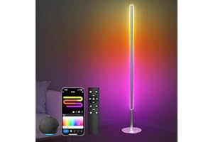 Hzitcigm Stehlampe Wohnzimmer LED, WiFi RGBCW Standleuchte Kompatibel mit Alexa/Google Home, Modern Stehleuchte Dimmbar LED Ecklampe mit Fernbedienung Smart Eckleuchte für Schlafzimmer, 147CM