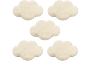 Glaciart One Felt Clouds - Garlands, Crafts, Decor, Baby Mobile Ornament - Soft Plush for Kids Rooms, Nursery - 100% New Zealand Wool, Felted in Nepal, Essential Oil Ready – 5-Pack