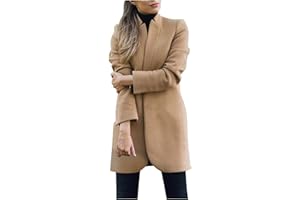 L9WEI Abrigo largo para mujer elegante chaqueta gabardina monocolor para adultos monocolor manga larga solapa ropa exterior mujer abrigo de invierno abrigo slim fit abrigo
