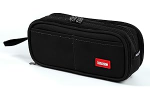 TAN.TOMI Federmäppchen Groß, Mäppchen Teenager mit 3 Fächer, Federmappe Groß mit Elastische Netztasche und Griff, Pencil Case mit Transparentes Fenster, Große Kapazität Federtasche Mädchen Teenager