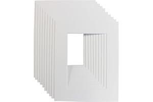 HOOPERSFRAMING Pack of 10 Picture Photo Mounts. Frame size 12x10inch - Inside Aperture to fit 10x8 prints. Choice of White, Black & Antique white- Acid free (White)
