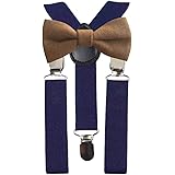 Children's Kids Boys Wool Bow Tie & Grey Braces Set (Burgundy - View #6