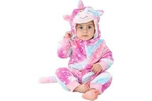DEBAIJIA Bambino Flanella Pagliaccetto con Cappuccio 0-36M Inverno Tutina Animale Carino Jumpsuit Ragazzi Ragazze Pigiama