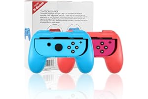 VOVIGGOL 2Pcs Joy Con Grip for Nintendo Switch and Switch OLED Model Controller, Comfort Joycon Grip Controller for Nintendo Switch with Gift Pack (Red and Blue)