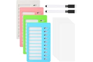 UOCAI Pack of 4 Memo Checklist Boards with 2 Markers, To Do List Checklist Board, 20 x 12 cm To Do List Memo for Children, DIY To Do Planner with 10 Blank Paper, Memo Checklist Chore Chart for Learning