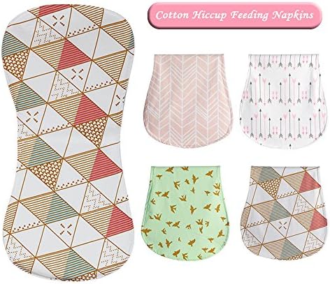 Unisex Baby Burp Cloths Set of 4 Packs for Drooling By AILAMS, Babies' Feeding Nursing Towel Accessory, Three Layers Absorbent Printing Soft Cotton Terry Back Waterproof Muslin Burpy Bibs For Toddler