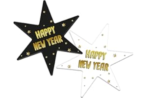 Folat 63754 Sottobicchieri - BlackGold HNY - 12 x 14 cm - 6 pezzi - Decorazioni Festa Capodanno Nero Oro, Veglione Cenone di San Silvestro, Buon Anno