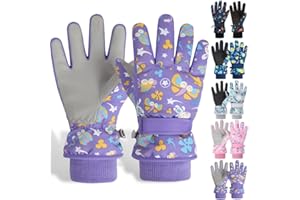 WATMHHJQ Guanti da sci per bambini, antiscivolo, impermeabili, antivento, in cotone, per ragazzi e ragazze