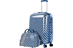 ITACA - Zestawy bagażowe - Zestaw walizkowy - Walizka Hard Shell. Lekka twarda walizka - zestaw z zamkiem szyfrowym TSA - twarda walizka w małej kabinie, średniej i dużej z futerałem kosmet, Niebieski