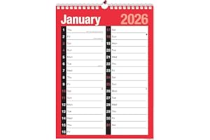 1ABOVE 2026 Large A4 Wall Calendar – 2 Column Month-to-View Planner, Spiral Bound, Runs January–December 2026 – Perfect for Home, Office, Business & School