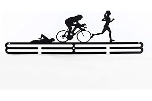 APOKERFACE Medaglia sportiva Medal Hanger Display Triathlon in acciaio al carbonio Due Livelli professionale a schermo piatto