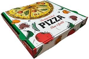 NoblesBox Pizza Box mit Deckel | Pizzakarton 28x28x4 cm | Stabile Pizzabox aus Karton | Pizza Kartons für Lieferservice & Pizzeria | Pizza Boxes in Weiß | 50 Stück Großpackung