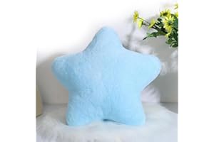 Bettschlange Cuddly Cushion Children, Star Children's Cushion, Soft Fluffy Star Cushion, Children's Room Star Shape Decorative Cushion for Girls and Boys, Home Bedroom, Sky Blue, 30 x 30 cm