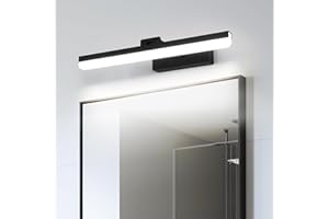 ‎COMELY Comely LED Spiegellampe Bad 40cm - 9W Spiegelleuchte Badezimmer Wasserdicht IP44, 180° Drehbar Badezimmer Lampe Wandleuchte Schwarz für Wohnzimmmer Küche Badschrank, Kaltweiß 6500K