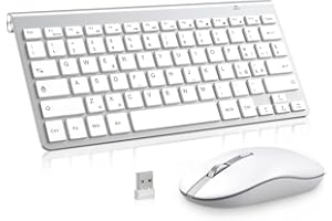 Tastiera e mouse Wireless, PINKCAT 2.4G Set di tastiera ultrasottile e mouse ergonomico silenzioso con 12 tasti di scelta rapida multimediali per computer, PC, laptop, desktop (Argento)
