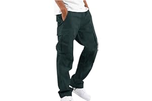 YAOHUOLE Men's Cargo Pants Casual Cotton Stretchy Drawstring Waist Trousers