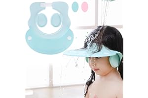 NEWHSY Hair Washing Aids for Kids, Baby Toddler Hair Washing Shield, Shower Cap for Kids with Ear Cover, Baby Safe Shampoo Shield Shower Caps (BLUE1)