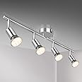 Defurhome LED Ceiling Light Rotatable, 4 Way Adjustable Modern Ceiling Spotlights(White Chrome) for Kitchen, Living Room, Bedroom,Including 4 x 4W GU10 Led Bulbs(400LM, Warm White)