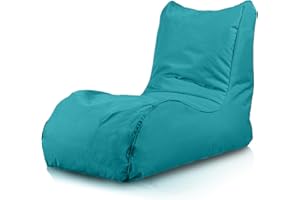 Bepouf - Poltrona Chaise Longue in Poliestere con Imbottitura in Palline di Polistirolo, Poltrona Adatta per Camera, Salotto e Esterni - Dimensione 110x80, Colore Turchese