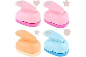 BHGT 4 Perforadoras Papel 4 Formas Círculo Estrella Corazón Flor Troqueladoras para Scrapbooking Manualidades Tarjetas Color aleatorio