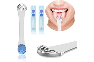 ‎I.B.N Zungenreiniger aus 100% Edelstahl, Praktisch Zungenreiniger Schaber with 2 Austauschbare Zungenbürste, Extra stabile Griffe, Gegen Mundgeruch, 2 Stück