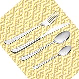 DISEÑO TEMÁTICO DESTACADO: diseño de impresión único de Placemats: llave griega, patrón de mosaico amarillo y blanco con líneas torcidas en cuadrados Laberinto de aspecto grunge, blanco amarillo