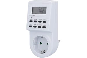 UNITEC Tygodniowy programator czasowy cyfrowy | do użytku wewnątrz | programowanie dzienne i tygodniowe | wyświetlacz LCD | biały